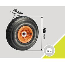 Kolo o šířce 85 milimetrů, průměru 260 milimetrů a nosnosti 200 kilogramů