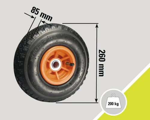 Kolo o šířce 85 milimetrů, průměru 260 milimetrů a nosnosti 200 kilogramů