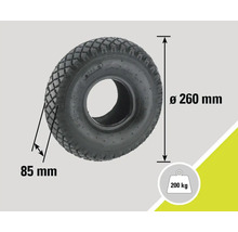 Kolo o průměru 260 mm a šířce 85 mm, nosnost až 200 kilogramů