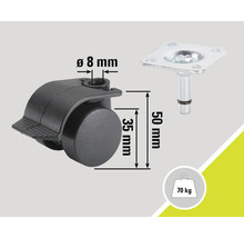 Nábytkové kolečko s aretací, průměr kolečka 35 mm a nosnost 70 kg