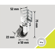 Otočné kolečko s pouzdrem a rozměry