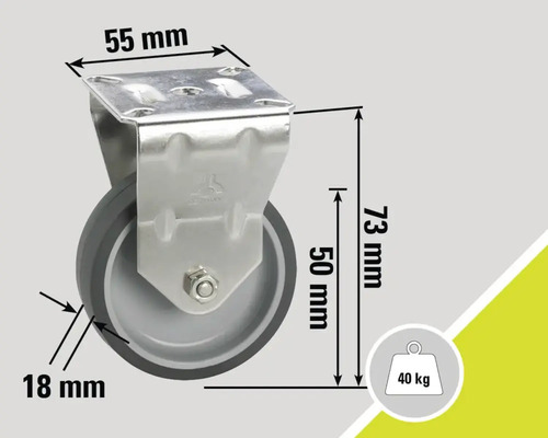 Otočné kolečko o rozměrech 55 mm, 73 mm a 18 mm a nosnosti 40 kg