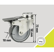 Otočné kolečko s brzdou, průměr 50 mm, nosnost 40 kg