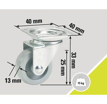 Otočné kolečko s 40milimetrovou deskou a nosností 15 kilogramů
