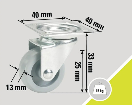 Otočné kolečko s 40milimetrovou deskou a nosností 15 kilogramů