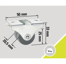 Nábytkové kolečko s nosností 50 kilogramů a rozměry