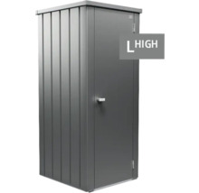 Kovová zahradní skříň s dveřmi a vysokým úložným prostorem
