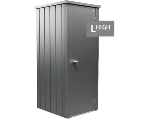 Kovová zahradní skříň s dveřmi a vysokým úložným prostorem