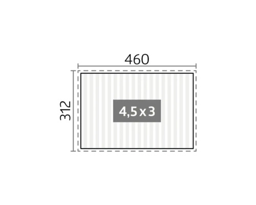 Rozměry 460 x 312 centimetrů, plocha 4,5 x 3 metry