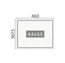 Půdorys s rozměry 460 x 367,5 cm a plochou 4,5 x 3,5