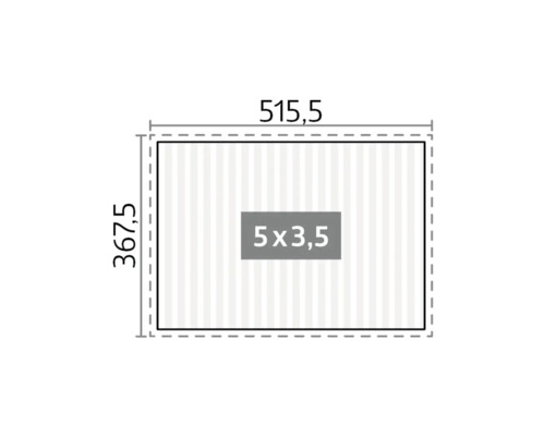 Půdorys s rozměry 515,5 x 367,5 a označením 5 x 3,5