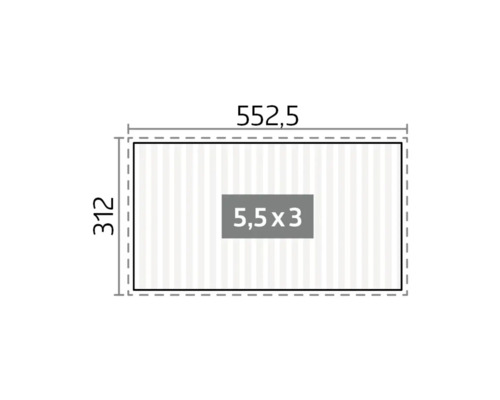 Technický výkres s rozměry: 552,5 x 312 a plocha 5,5 x 3