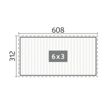 Technický výkres s rozměry 608 x 312 a polem 6 x 3