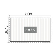 Technický výkres s rozměry: 608 x 367,5 a 6 x 3,5