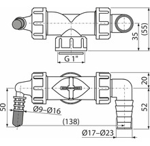 Technický výkres vodovodního kohoutku s rozměry