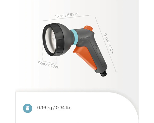 Čisticí postřikovač Gardena s rozměry