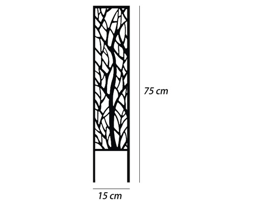 Dekorativní prvek s motivem stromu o rozměrech 75 cm na výšku a 15 cm na šířku