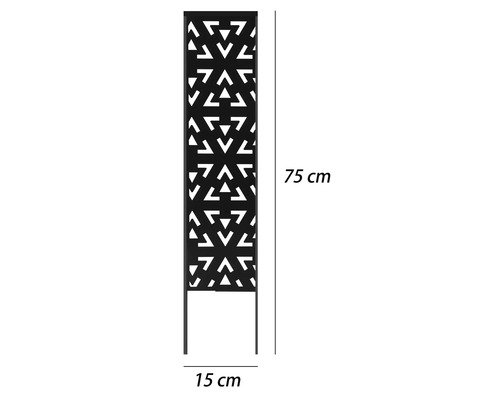 Rozměry zástěny se vzorem a výškou 75 centimetrů.