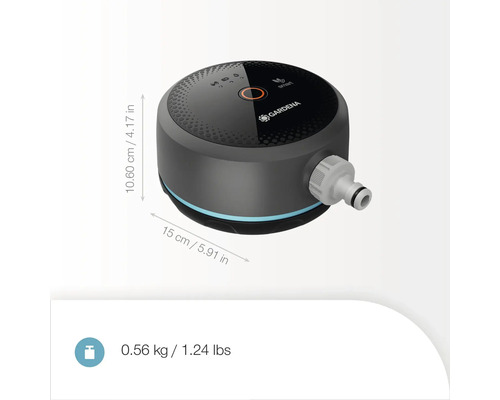 Zavlažovací systém Gardena Smart s rozměry a hmotností