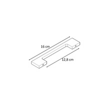 Dřevěná rukojeť o rozměrech 16 cm a 12,8 cm