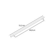 Diagram tyče o délce 51,2 centimetrů s rozestupem 44,8 centimetrů