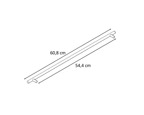 Technický výkres tyče o rozměrech 60,8 cm a 54,4 cm