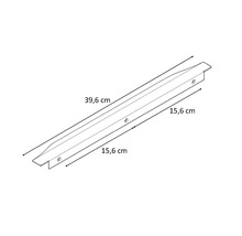 Nákres profilu o délce 39,6 centimetru se dvěma stranami o délce 15,6 centimetru