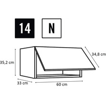 Technický nákres závěsné skříňky s rozměry