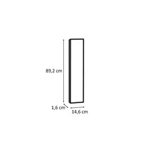 Rozměry obdélníkového nástěnného zrcadla s výškou 89,2 cm, šířkou 14,6 cm a hloubkou 1,6 cm