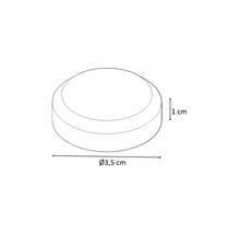 Nákres krycího víčka o průměru 3,5 cm a výšce 1 cm