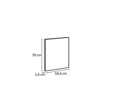 Nákres skříňky o rozměrech 70 cm výška, 59,6 cm šířka a 1,6 cm hloubka