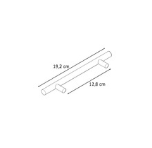 Výkres nábytkové úchytky o rozměrech 19,2 cm a 12,8 cm
