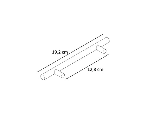 Výkres nábytkové úchytky o rozměrech 19,2 cm a 12,8 cm