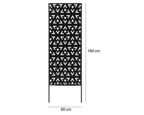 Dekorativní kovová zástěna o výšce 180 centimetrů a šířce 60 centimetrů