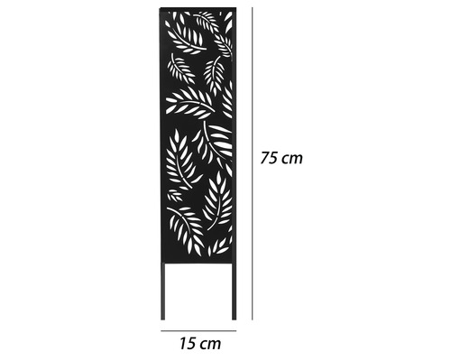 Dekorativní zahradní prvek s motivem listů, výška 75 cm a šířka 15 cm