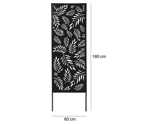 Kovový zahradní plot s motivem listů, 180 cm vysoký a 60 cm široký