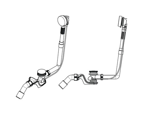 Vanová odtoková a přepadová souprava, dvě různá provedení