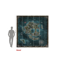 Nástěnná malba Komar s mapou ostrova se zvířaty a rostlinami, rozměr 300 x 280 centimetrů