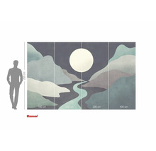 Fototapeta s abstraktním motivem hor a měsíce, rozměry s uvedením velikosti