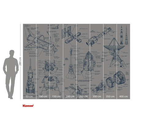 Fototapeta Komar s ilustracemi kosmických lodí a vysvětlivkami