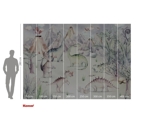 Fototapeta s motivem dinosaurů a sopečné krajiny