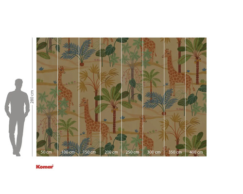 Tapeta s motivem žiraf a rostlin pro dekoraci stěn