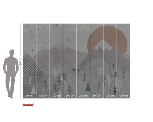 Fototapeta s motivem lesa, hor a slunce, 280 x 400 cm