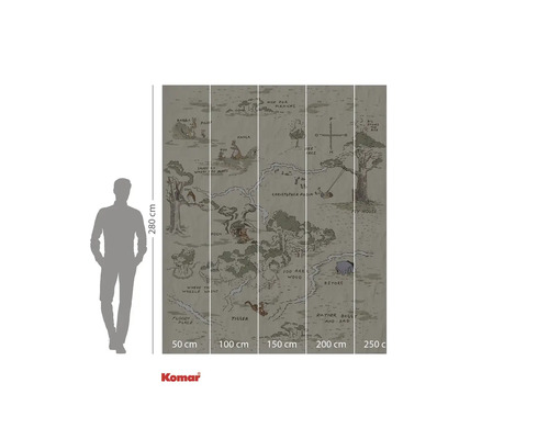 Nástěnná malba Komar Medvídek Pú s mapou Stokorcového lesa