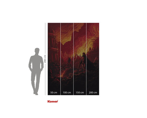 Komar Star Wars fototapeta s jednotkami na červeném pozadí, 280 x 200 centimetrů