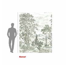 Fototapeta lesní krajina s uvedením velikosti a logem Komar