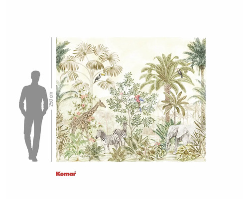 Komar fototapeta džungle se žirafou, zebrou a slonem