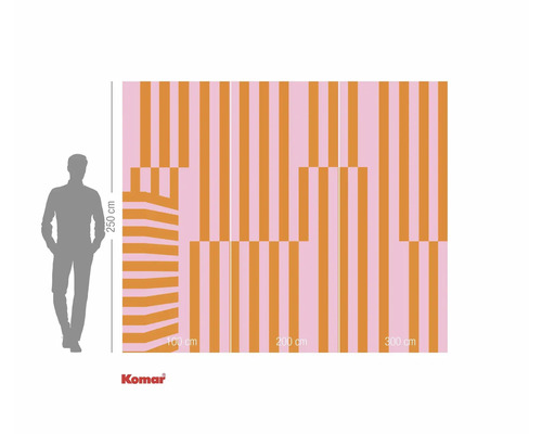 Rozměry fototapety s proužkovaným vzorem a údaji o velikosti