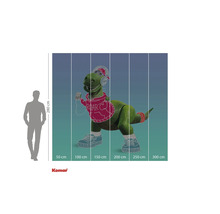 Foto tapeta se zeleným dinosaurem se sluchátky, mikinou s kapucí a teniskami na barevném pozadí