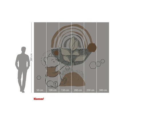 Fototapeta Komar s medvídkem Pú a abstraktními tvary, výška 280 cm